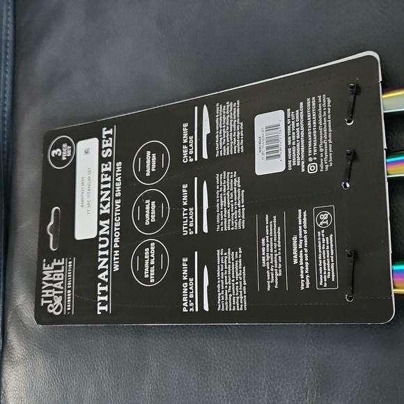 Thyme & Table * 3 Pc * Knives With Sheaths*Titanium Coated Steel - Picture 2 of 2